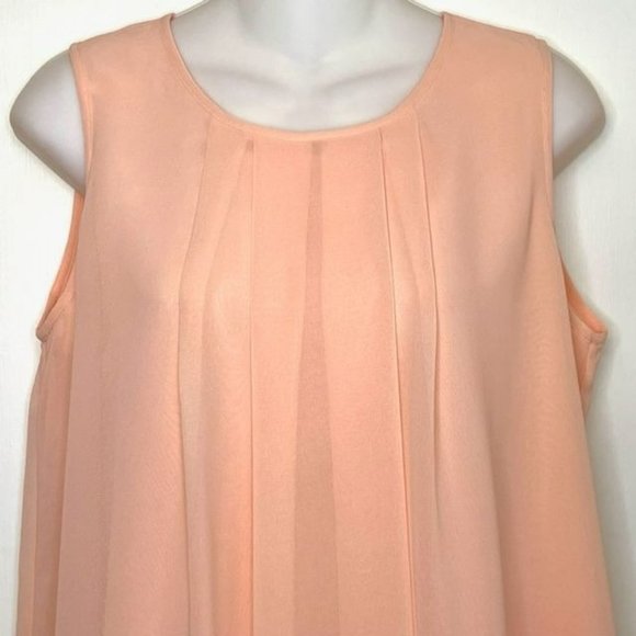 NWT CALVIN KLEIN PEACH CHIFFON SLEEVELESS TOP CAMI SIZE XS - Picture 2 of 7